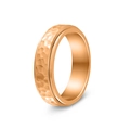 Handcrafted hammered moon texture rose gold stainless steel spinner ring for stress relief - US 6 / Rose Gold