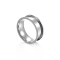 Breiter Ring aus poliertem silbernem Edelstahl mit minimalistischem Hochglanz-Finish - Größe 7 / Silber Gerade Kante