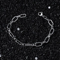 Mens hip hop stainless steel paperclip link chain bracelet on dark textured stone - Silver Bracelet (20cm)