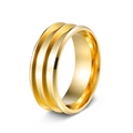 Goldener Ring aus 304 Edelstahl mit doppelter Nut und polierter Oberfläche - Größe 7 / Doppelschlitz / 8mm / Gold