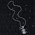 Hip hop silver monkey king pendant with white zircons on rope chain over black background - 0.3*60cm Stainless Steel Rope Chain / Silver (Monkey King)