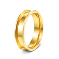 Polierter goldener 304 Edelstahlring mit Mittelrille für DIY Schmuckherstellung - Größe 7 / Doppelte Hypotenuse / 6mm / Gold
