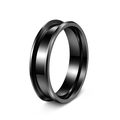 Polierter schwarzer Edelstahl-Ringrohling mit Einlegerille für DIY-Schmuckherstellung - Größe 7 / Doppelte Hypotenuse / 6mm / Schwarz