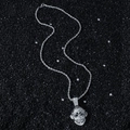 Hip hop style twist chain necklace with a iced out monkey face pendant for men - Silver