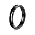 DIY schwarzer Edelstahl Ringrohling mit zentraler Nut und poliertem Finish - Größe 7 / Schwarz Doppelt Abgeschrägt