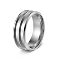 Poliertes Edelstahl-Ringgehäuse mit Doppelnut für DIY-Schmuckeinlagen im Silber-Look - Größe 7 / Silber Zweifach Gerillt