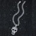 Men's hip hop silver plated Cuban chain necklace with iced out headphone skull pendant - With 50cm Chain / Silver (Skull)