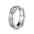 Polierter Edelstahlring in Silber mit drei parallelen Rillen in minimalistischem Design - Größe 7 / 8mm Silber Dreifachrille
