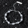 Hiphop opaal kralenarmband met zilveren afstandhouders op zwart getextureerd zand - Kattenoogsteen Gebroken Steen Armband (Met Zwarte Cadeaubox)