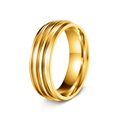 Polierter goldener Ring aus 304 Edelstahl mit minimalistischen parallelen Rillen - Größe 7 / 8mm Gold Dreifachrille