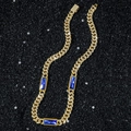 Hip hop stijl 10mm iced out Cubaanse ketting met blauwe edelstenen en goud - Goud-Halsketting (45cm)