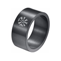 10mm matte black viking compass ring with brushed stainless steel finish for men - US 7 / Viking Compass / Black