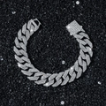 Silberfarbenes 15mm Hip-Hop-Armband im Cuban-Link-Stil mit Rhomben-Mikropavé-Besatz - 20cm / Silber