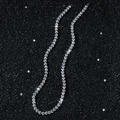 6mm heart shaped link chain necklace in silver with sparkling white zircon pave setting - Silver-Necklace (45cm)