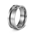 Polierter silberner 304 Edelstahl DIY-Ringrohling mit Rille zum Einlegen von Inlays - Größe 5 / 8MM Flache Kante Silber