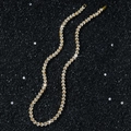 6mm gold heart chain necklace for men with micro-paved white zircons in hip hop style - Gold-Necklace (45cm)