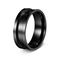 Polierter schwarzer 304 Edelstahl DIY-Ringrohling mit einer umlaufenden Nut - Größe 5 / 8mm Flache Kante Schwarz