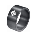 Black brushed titanium ring with white Celtic cross pattern and matte finish - US 7 / Celtic Cross / Black