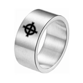 10mm matte brushed titanium steel ring featuring a black Celtic cross engraving - US 7 / Celtic Cross / Silver