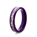 Anello in acciaio al titanio viola con motivo a drago dorato per coppie e amanti - US 6 / Viola (Fenice)