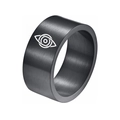 10mm matte black titanium steel ring with white laser engraved eye pattern - US 7 / Eye / Black