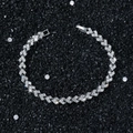 Hip hop style 6mm silver clover chain bracelet with iced out crystals on black stone - Silver Bracelet (20.5cm)