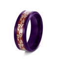 Anello in titanio viola e rosso con motivo a drago argento e finitura lucida - US 7 / Viola Base Rossa (Dragone)