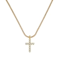 Collana tennis dorata con ciondolo a croce di cristallo a forma di cuore da uomo - Croce Cuore Con Catena Tennis / Oro