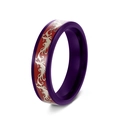 Anello in acciaio al titanio viola con motivo a drago argento su fascia rossa - US 7 / Viola Base Rossa (Fenice)