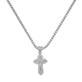 Dettaglio catena tennis hip hop con ciondolo a croce in argento ghiacciato per uomo - Argento (Croce) - Con Catena Tennis da 4mm