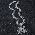 Silberne SELF MADE Halskette mit glitzerndem Drip-Anhänger und Iced Out Cuban Gliederkette - Silber (Mit 50cm Kette)
