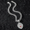 Collana hip hop da uomo con ciondolo a leone ghiacciato e catena a maglia cubana - Testa di Leone Con Catena 50cm / Argento