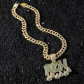 Hip Hop Kette mit RICH Geldsack Anhänger und Goldkette im modischen Streetwear Design - RICH Buchstabe Geldbeutel Anhänger Mit 50cm Kette / Gold