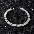 Hip hop silver chain bracelet with square modules and pavé cubic zirconia on black stones - Silver / 20cm