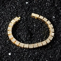 Iced out hip hop square link chain bracelet for men in gold finish with diamonds - Gold / 20cm