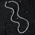 Hip hop style silver heart link chain necklace with sparkling crystals on black stones - 45 cm / Silver Necklace