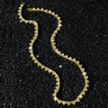 Chic hip hop style gold plated heart tennis necklace with sparkling crystals on black stone - 45 cm / Gold - Necklace