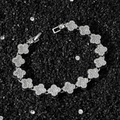 Pulsera de cadena con trébol plateado para hombre con pedrería y cierre de langosta - 21cm / Plateado