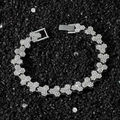 Men's hip hop silver chain bracelet with iced out pavé crystal triangle links - Bracelet / Silver / 20 CM