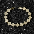 Pulsera de cadena de oro con eslabones de trébol cuadrado y cristales pavimentados - 21cm / Dorado