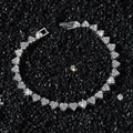 Silver hip hop heart link bracelet with full sparkling diamonds on black background - 20.5 cm / Silver Bracelet