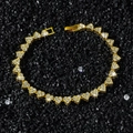 Hip hop style gold heart link bracelet with micro-paved rhinestones on black background - 20.5 cm / Gold - Bracelet