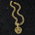 Hip Hop Halskette für Herren mit goldenem Fußball-Anhänger und funkelnden Steinen - Mit 50cm Kubanischer Kette / Gold (Fußball)