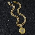 Herren Hip-Hop Gold Kompass Anhänger Halskette mit glänzenden Zirkoniasteinen - Kompass mit 50cm Kette / Gold