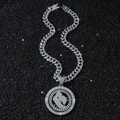 Collana cubana hip hop da uomo argentata con ciondolo a lettera R rotante con strass - Collana con pendente / Catena da 50cm / Argento