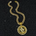 Collana da uomo hip hop con catena cubana dorata e grande ciondolo rotante con lettera B - Collana con pendente / Catena da 50cm / Oro