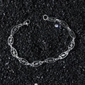 Retro hip-hop stainless steel hollow oval chain bracelet with polished finish and lobster clasp - Bracelet (20 cm)