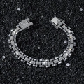 Bracciale hip hop da uomo argentato con strass incastonati e maglie rettangolari lucide - Argento / Bracciale (20 cm)