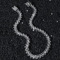 Collana da uomo a catena larga stile hip hop con cristalli scintillanti incastonati - Argento / Collana (50 cm)
