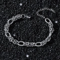 Retro hip-hop titanium steel byzantine chain bracelet with textured oval links for unisex - Bracelet (20)